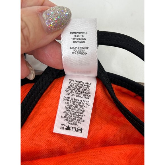 0707A- Joe Boxer Girls’ One Piece Swimsuit 6X Multicolor Black Spaghetti Straps - Picture 6 of 8